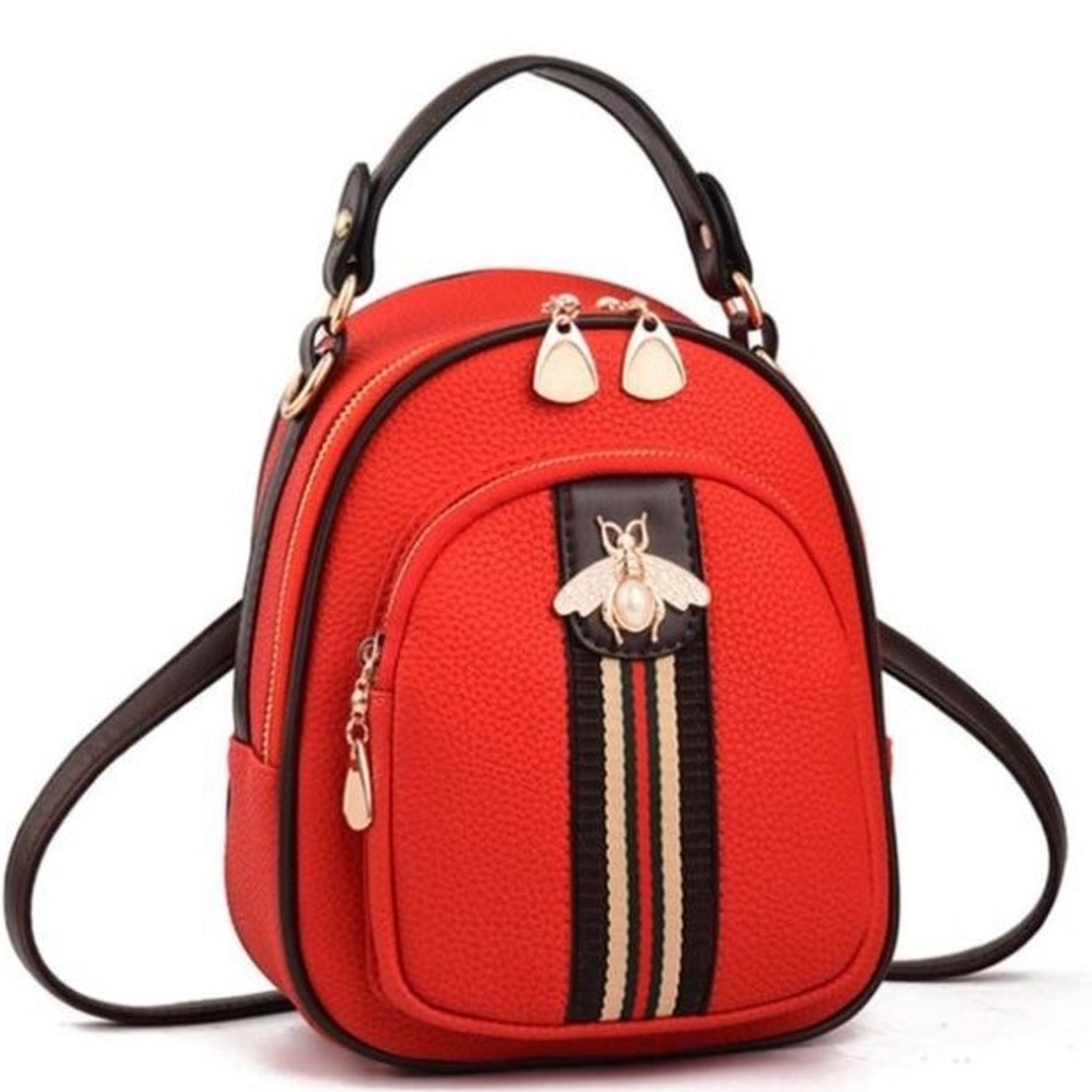 🐝Mini Bee Faux-Leather Ribbon Backpack🐝